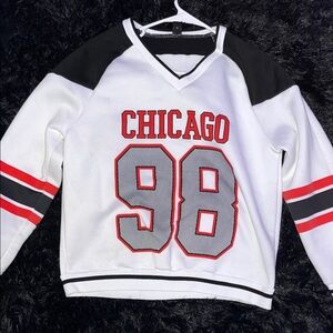 SHEIN Chicago 98 Women's Sweater - Black, White, and Red
